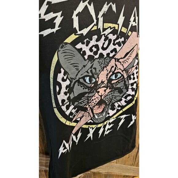 Womens (S) New In Pkg Recycled Karma/Odd People Black Social Anxiety Graphic Tee - Picture 3 of 6